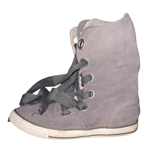 Converse Chuck Taylor Beverly Grey Suede High Top Lined Sneaker Women's sz 8.5 - Picture 3 of 10
